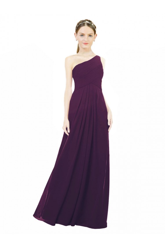 Cheap One Shoulder Chiffon Bridesmaid Dress with Draped Bodice UK