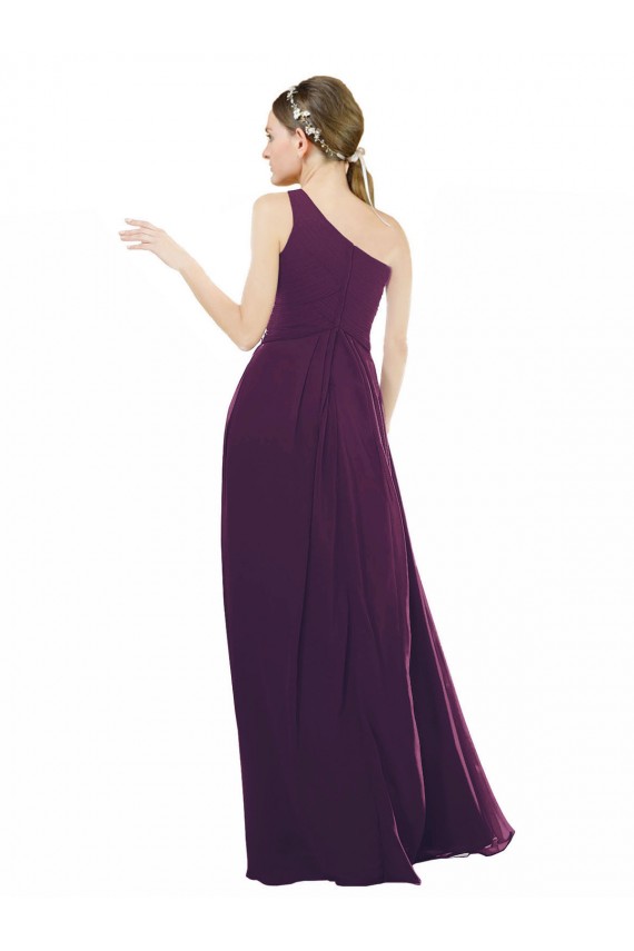 Cheap One Shoulder Chiffon Bridesmaid Dress with Draped Bodice UK