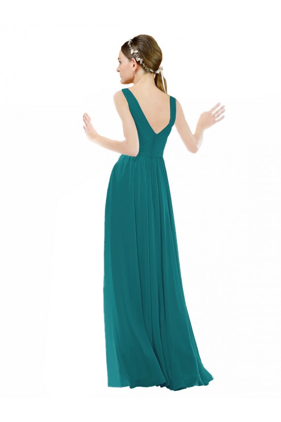 Cheap Figure Flattering Chiffon Bridesmaid Dress with Draped V-Neck Bodice UK