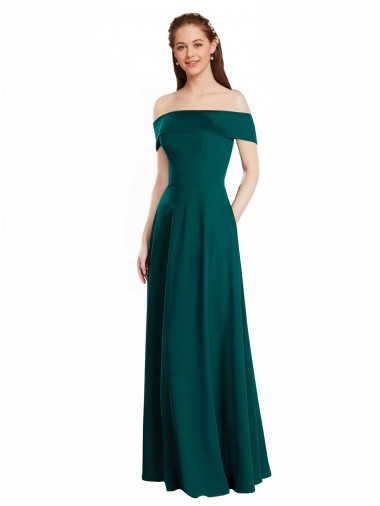 Cheap Classic Off the Shoulder Chiffon Bridesmaid Dress with Cap Sleeves UK