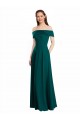 Cheap Classic Off the Shoulder Chiffon Bridesmaid Dress with Cap Sleeves UK