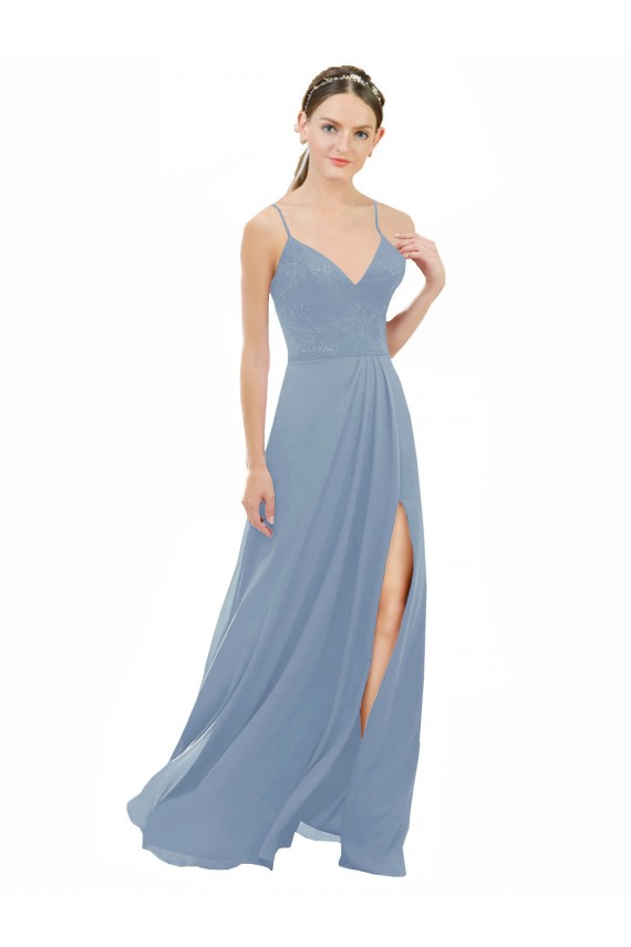 Cheap Sexy Chiffon Bridesmaid Dress with V-Neck Lace Bodice UK