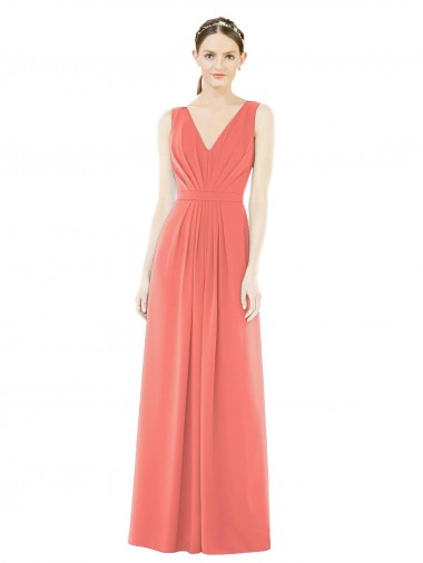 Cheap V-Neck V-Back Sleeveless Chiffon Bridesmaid Dress UK