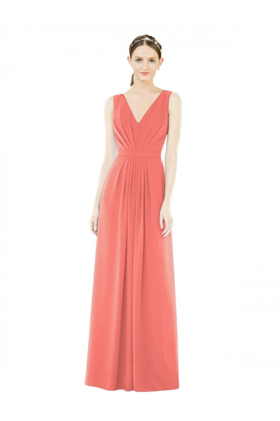 Cheap V-Neck V-Back Sleeveless Chiffon Bridesmaid Dress UK