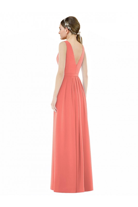 Cheap V-Neck V-Back Sleeveless Chiffon Bridesmaid Dress UK