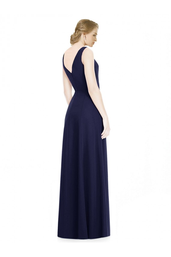 Cheap Cowl Neck Deep V-Back Chiffon Bridesmaid Dress with Side Front Slits UK