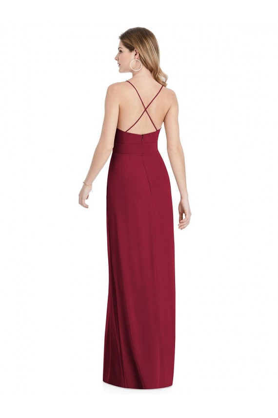 Cheap Pleated Skirt Chiffon Maxi Bridesmaid Dress with Pockets UK
