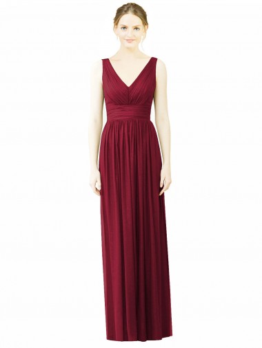 Cheap V-Neck Full-Length Sleeveless Low Back Chiffon Bridesmaid Dress UK