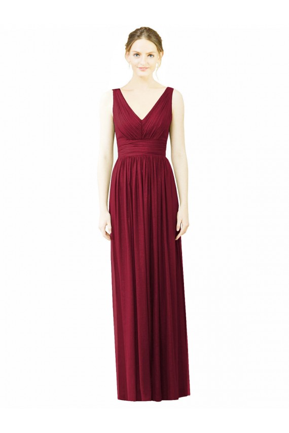 Cheap V-Neck Full-Length Sleeveless Low Back Chiffon Bridesmaid Dress UK