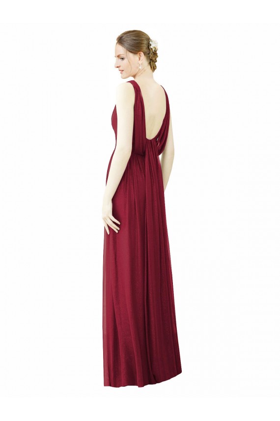 Cheap V-Neck Full-Length Sleeveless Low Back Chiffon Bridesmaid Dress UK