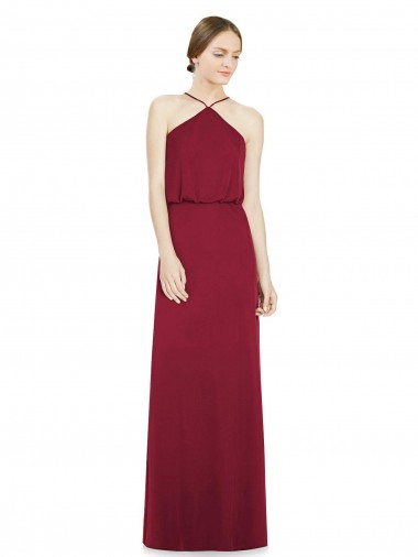 Cheap Sleek Halter Neck A-Line Chiffon Bridesmaid Dress UK