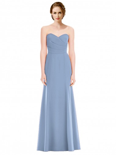 Cheap Draped Strapless Sweetheart Trumpet Chiffon Bridesmaid Dress UK