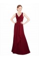 Cheap Twist-Knot V-Neckline Long Chiffon Bridesmaid Dress UK