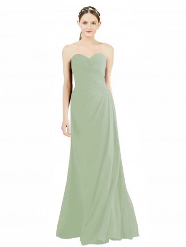 Cheap Sweetheart Neckline Draped Floor Length Chiffon Bridesmaid Dress UK