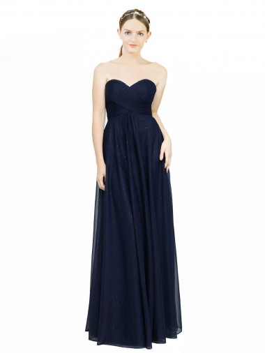 Cheap Strapless Sweetheart Long Chiffon Bridesmaid Dress Low Back UK