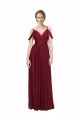 Cheap Off the Shoulder V-Neck Petite Chiffon Bridesmaid Dress with Open Back UK