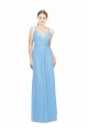 Cheap Double Straps Shoulder V-Neck Sheath Chiffon Bridesmaid Dress with Keyhole Back UK