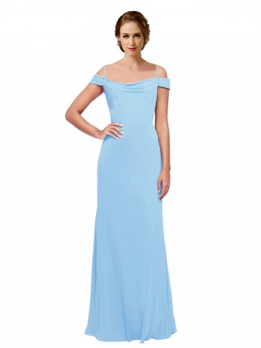 Cheap Off the Shoulder Bateau Neck Chiffon Bridesmaid Dress with Straps UK