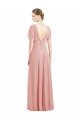 Cheap Draped Short Sleeves Long Chiffon A-Line Bridesmaid Dress UK