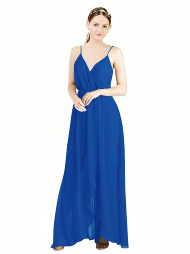 Cheap Sleeveless Surplice Chiffon Bridesmaid Dress with Spaghetti Straps UK