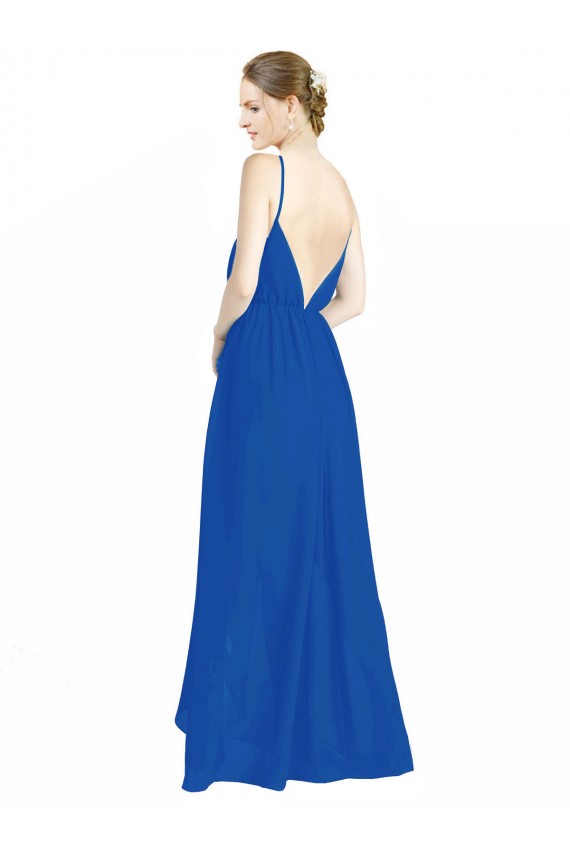 Cheap Sleeveless Surplice Chiffon Bridesmaid Dress with Spaghetti Straps UK