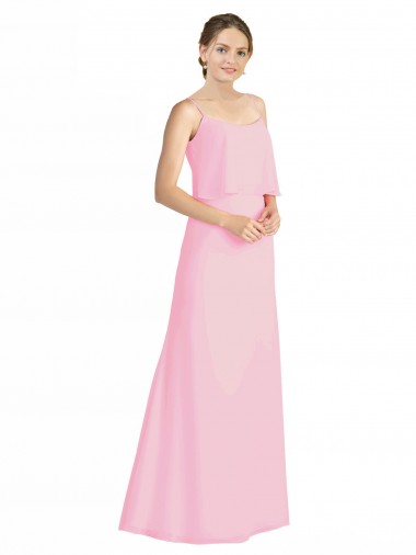 Cheap Spaghetti Straps A-Line Chiffon Bridesmaid Dress Low Back UK