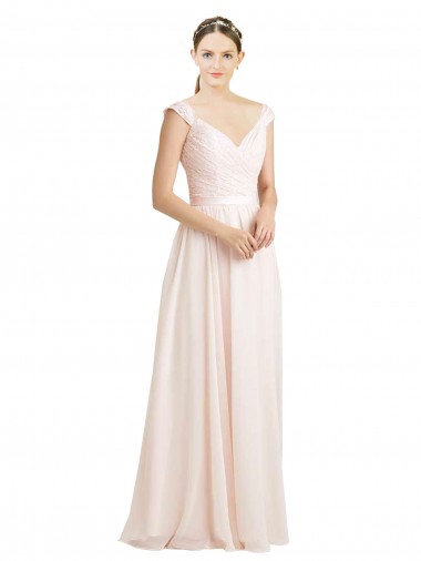 Cheap Sweetheart A-Line Chiffon Bridesmaid Dress with Ruched Lace Bodice UK