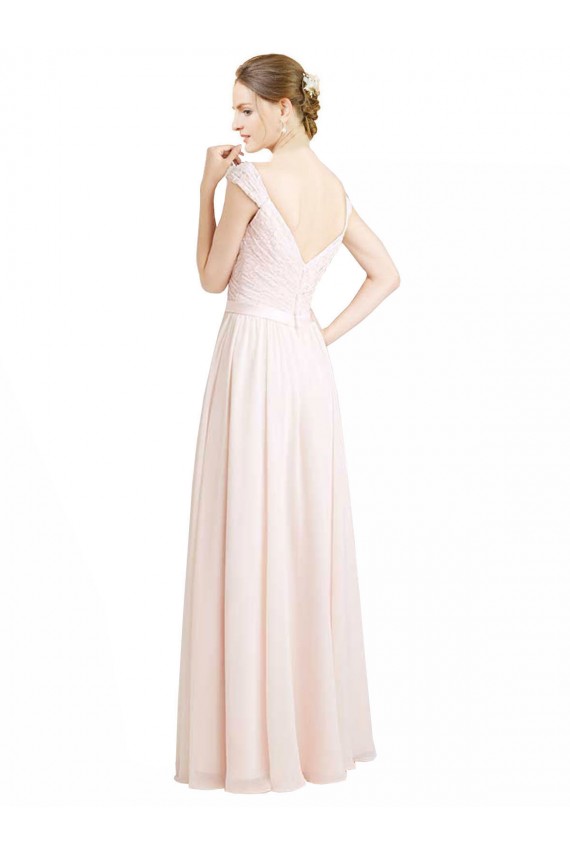 Cheap Sweetheart A-Line Chiffon Bridesmaid Dress with Ruched Lace Bodice UK