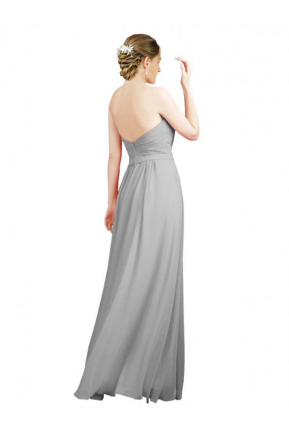 Cheap Sweetheart Strapless Draped Long Chiffon Bridesmaid Dress UK