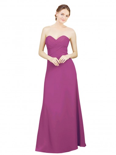 Cheap Sweetheart Neckline Pleated Chiffon Bridesmaid Dress with Low Back UK