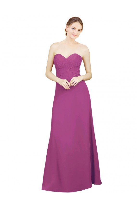 Cheap Sweetheart Neckline Pleated Chiffon Bridesmaid Dress with Low Back UK