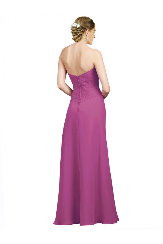Cheap Sweetheart Neckline Pleated Chiffon Bridesmaid Dress with Low Back UK