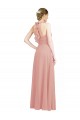 Cheap Ruched Sweetheart Halter Neckline Chiffon Bridesmaid Dress with Tie Open Back UK