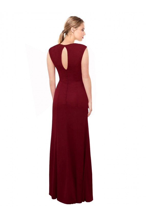 Cheap Cap Sleeves Chiffon Bridesmaid Dress / Prom Dress with Pleated V-Neck Bodice UK