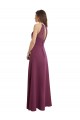 Cheap High Neckline Long Chiffon Bridesmaid Dress with Beaded Trim UK