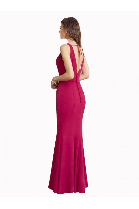 Cheap V-Neck Mermaid Chiffon Bridesmaid Dress / Prom Dress with V-Back and Belt UK
