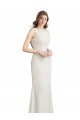 Cheap Long Chiffon Bridesmaid Dress with Boat Neckline and Satin Collar UK