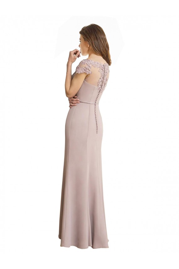 Cheap Capped Sleeves Embroidered with Applique Lace Mermaid Chiffon Bridesmaid Dress UK