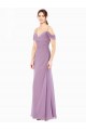 Cheap Draped Off the Shoulder Sweetheart Chiffon Bridesmaid Dress with Button Back UK