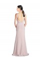 Cheap Long Slim Chiffon Bridesmaid Dress with Ruffled Waist and Keyhole UK