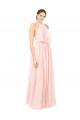 Cheap Halter Neck Chiffon Bridesmaid Dress with Double Ruffle Front UK