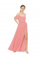 Cheap Draped Off the Shoulder Sleeves Chiffon Bridesmaid Dress UK