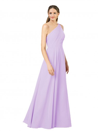 Cheap Grecian Inspired Simple One Shoulder Chiffon Formal Bridesmaid Dress with Ruching UK