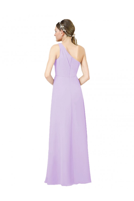 Cheap Grecian Inspired Simple One Shoulder Chiffon Formal Bridesmaid Dress with Ruching UK
