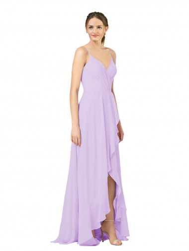 Cheap High-Low Chiffon Bridesmaid Dress with Ruffle Detail UK
