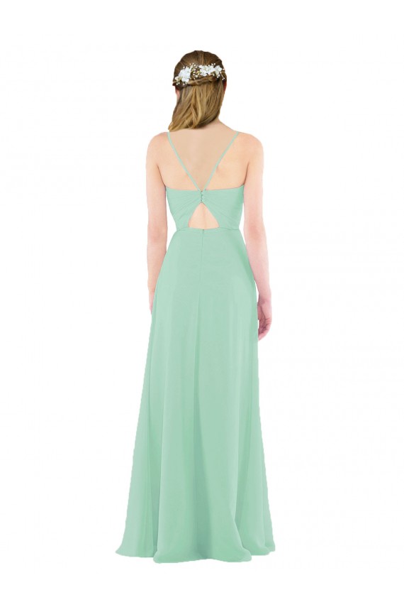 Cheap Classic Long Chiffon Bridesmaid Dress with V-Neck UK