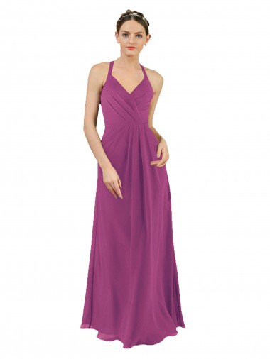 Cheap Sassy Chiffon Bridesmaid Dress with Halter Neckline UK