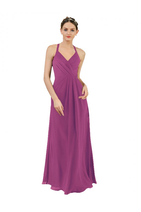 Cheap Sassy Chiffon Bridesmaid Dress with Halter Neckline UK