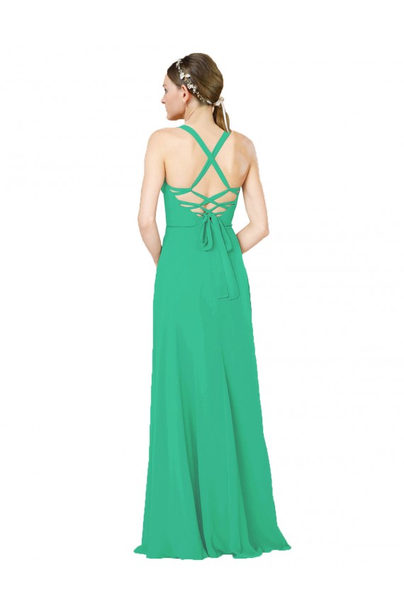 Cheap Classic Chiffon Bridesmaid Dress with Lace-Up Back UK