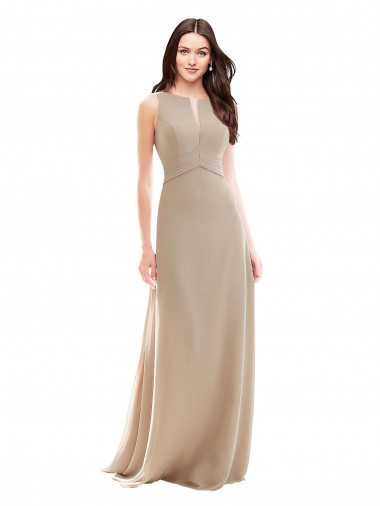 Cheap Elegant Bridesmaid with High Neckline and Illusion V-Neck UK